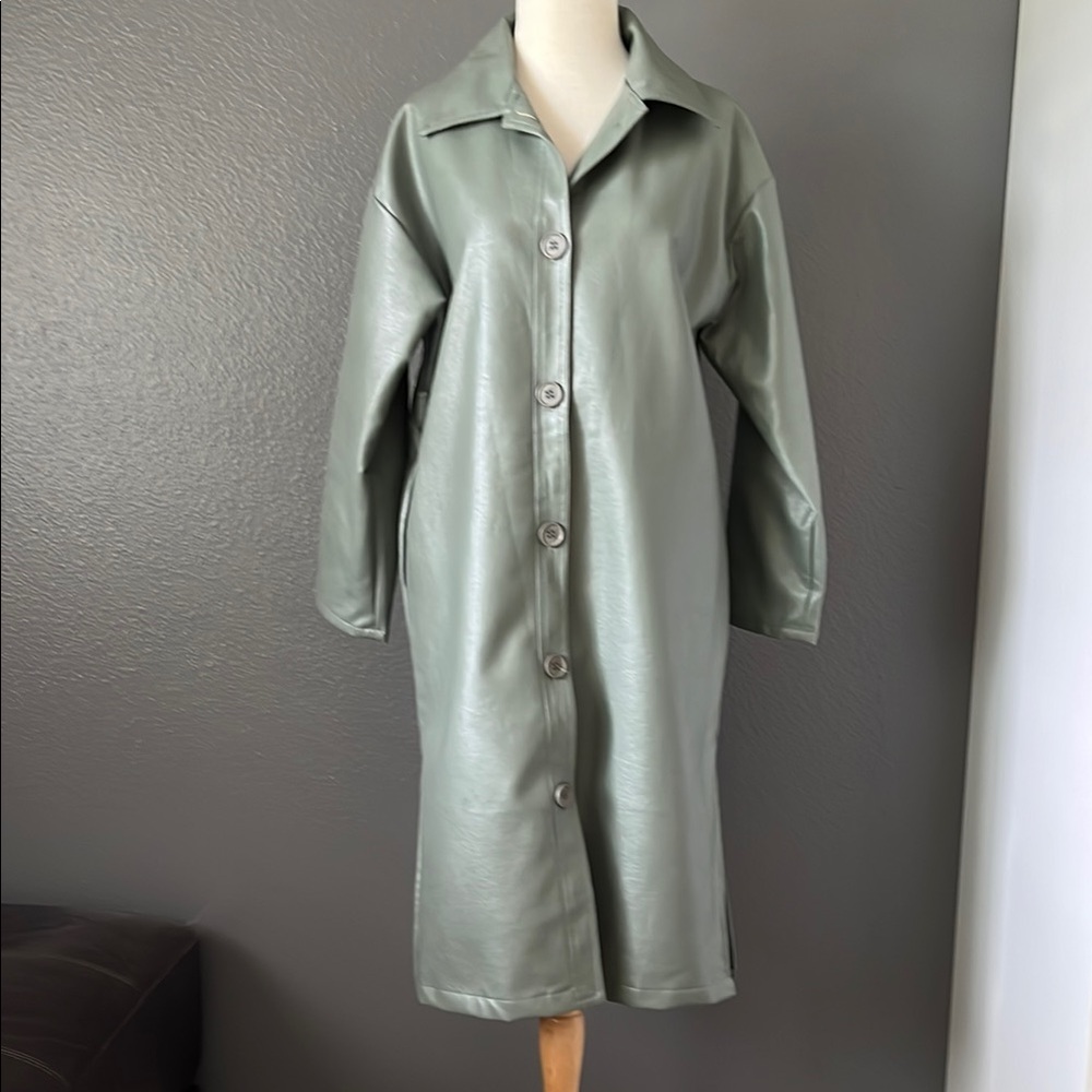 Women's Green Leather Coat
